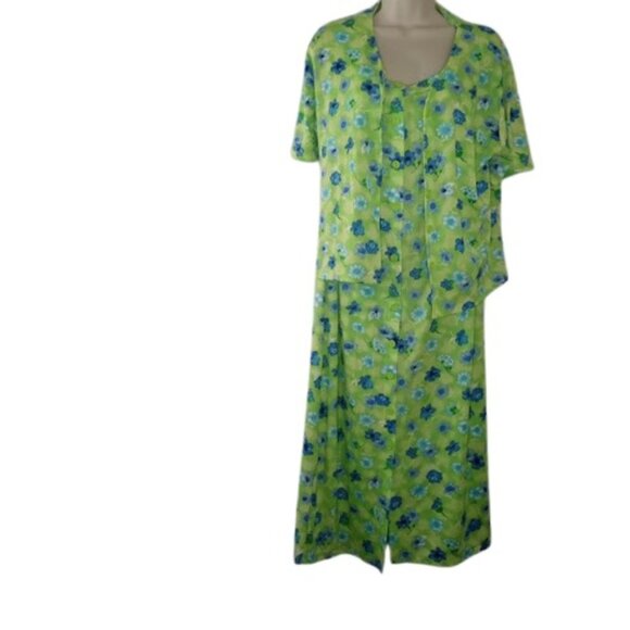 Vintage Desire Womens Convertible Jacket Dress Green Blue Floral Retro L - Picture 1 of 3